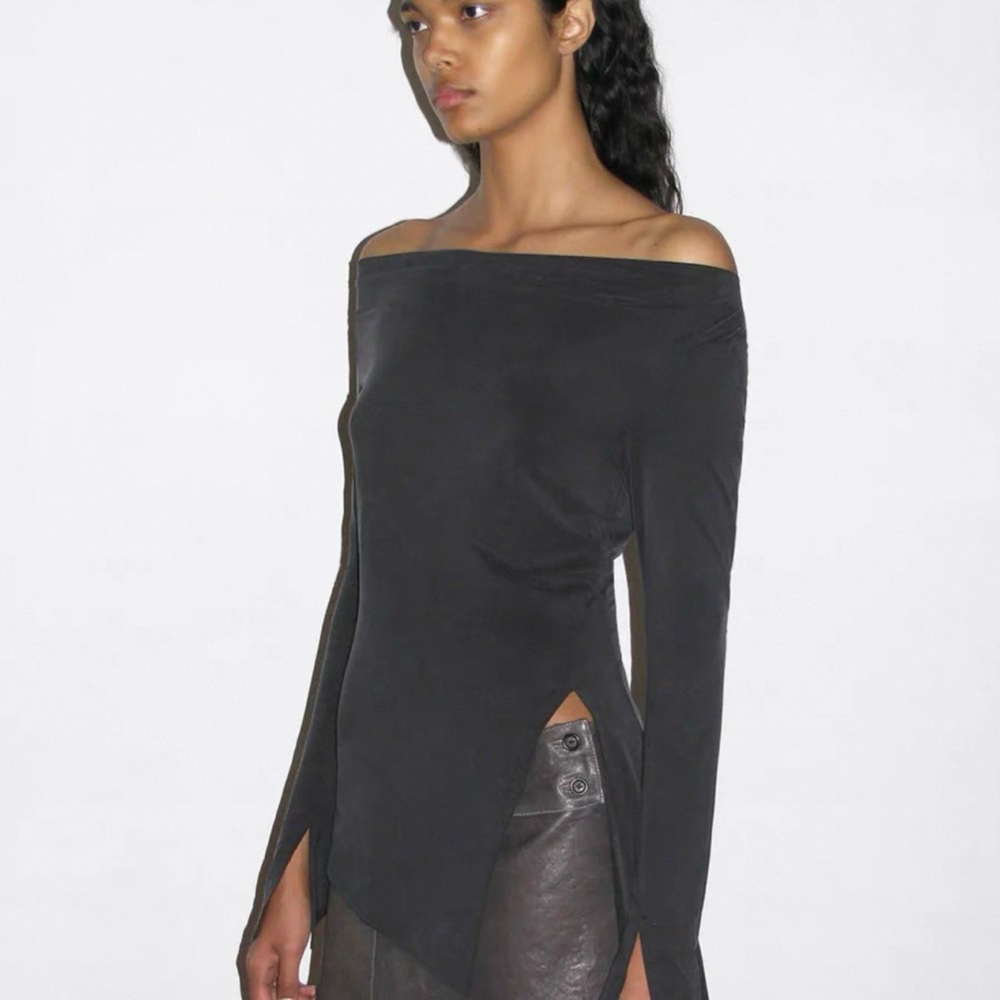 Paloma wool Asymmetric long-sleeved cupro top with cuffs and side slit size S